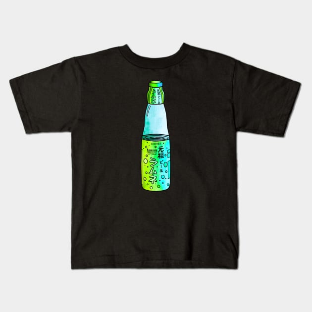 Ramune Soda Japanese Drink Kids T-Shirt by Kelly Louise Art